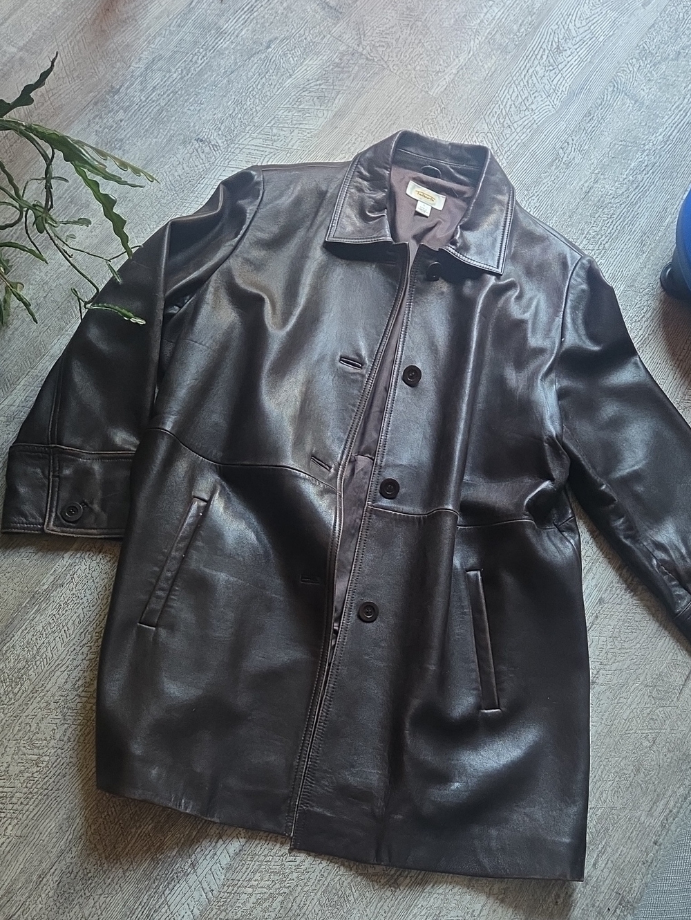 Talbots Women's Dark Brown Leather Long Jacket